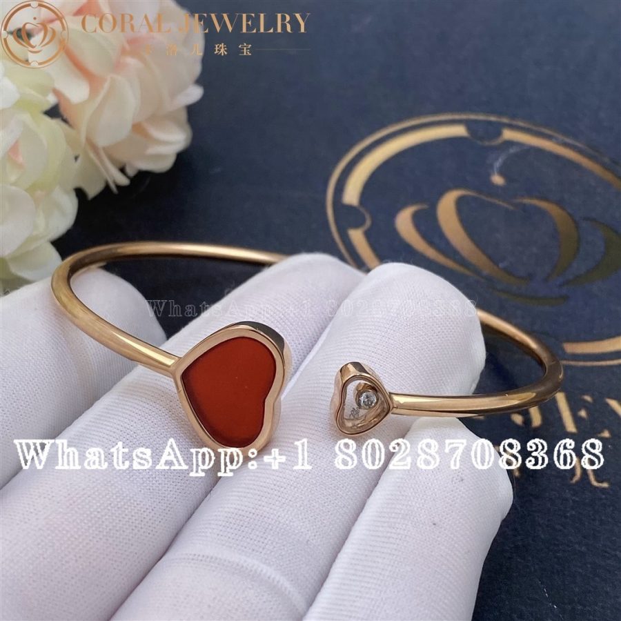 Chopard Happy Hearts Rose Gold Red Stone Diamond Bangle 857482 5702 Coral (3)