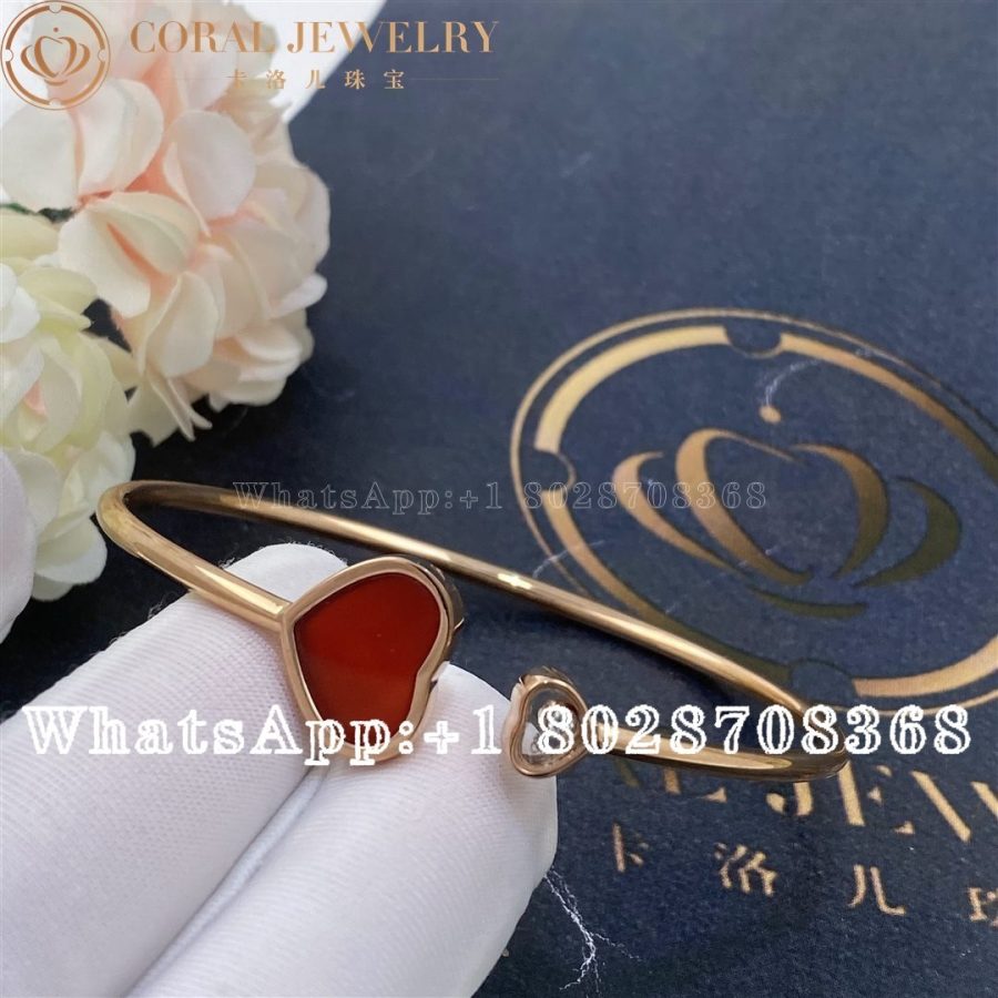 Chopard Happy Hearts Rose Gold Red Stone Diamond Bangle 857482 5702 Coral (4)