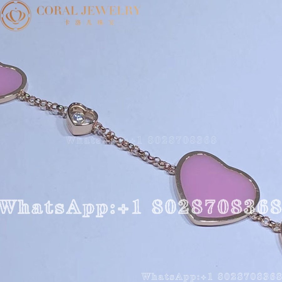 Chopard Happy Hearts Rose Gold Rose Stone Diamond Bracelet 857482 5061 Coral (3)