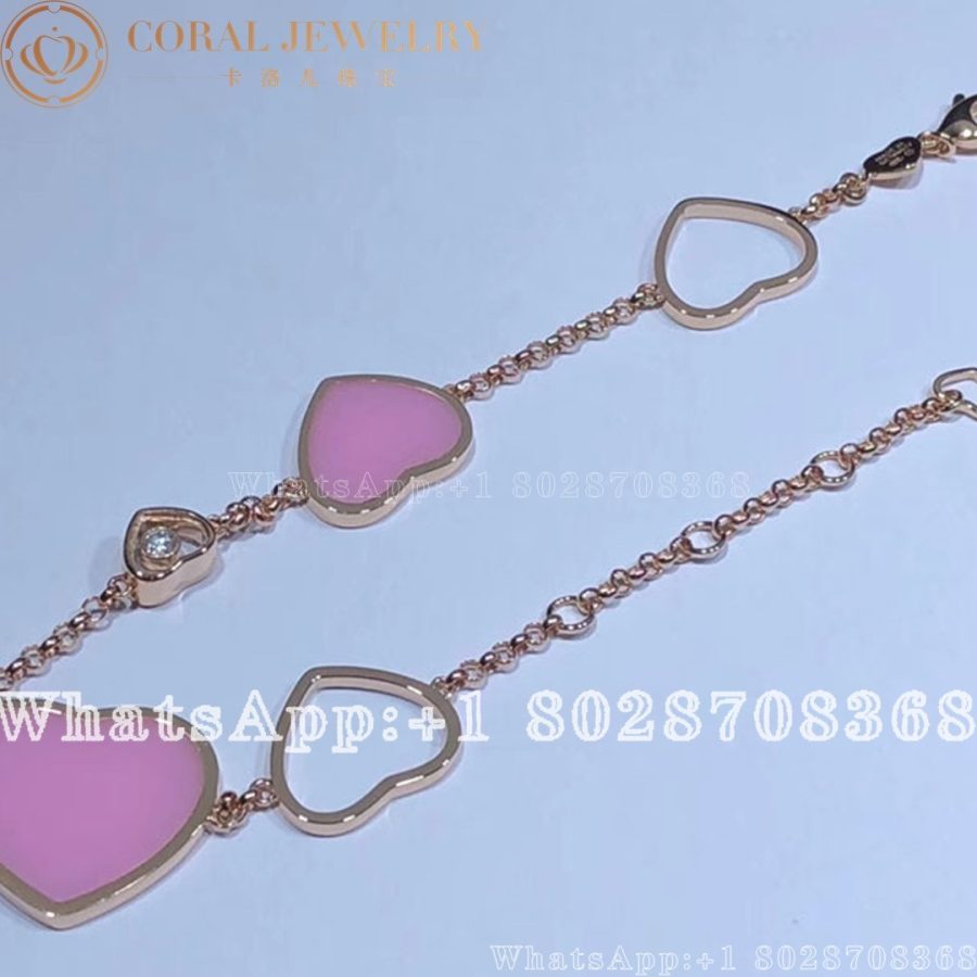 Chopard Happy Hearts Rose Gold Rose Stone Diamond Bracelet 857482 5061 Coral (5)