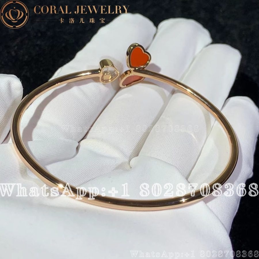 Chopard Happy Hearts Wings Rose Gold Red Stone Bangle 85a083 5801 Coral (3)