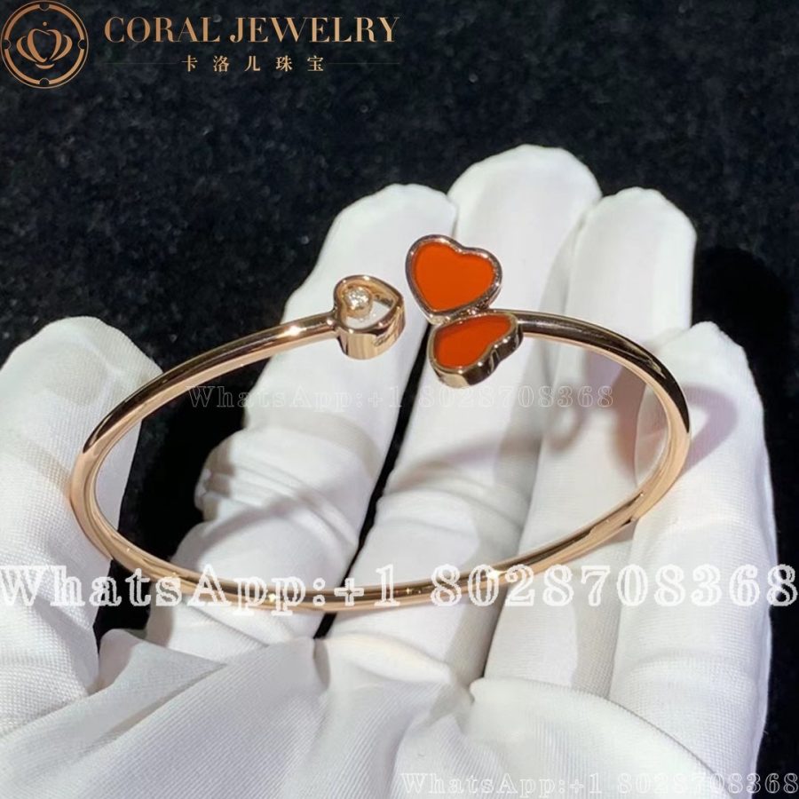 Chopard Happy Hearts Wings Rose Gold Red Stone Bangle 85a083 5801 Coral (5)