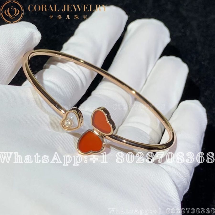 Chopard Happy Hearts Wings Rose Gold Red Stone Bangle 85a083 5801 Coral (6)