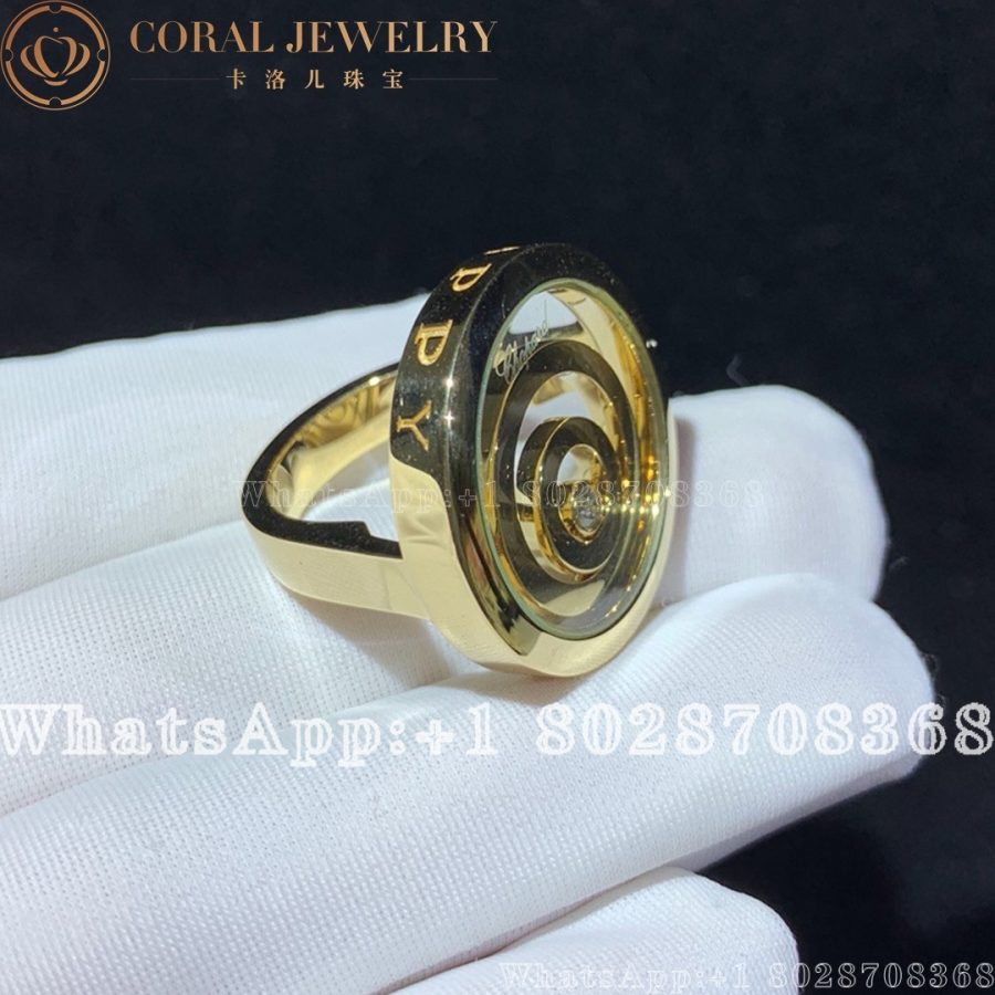 Chopard Ring Happy Spirit Yellow Gold Diamond Ring Coral (8)