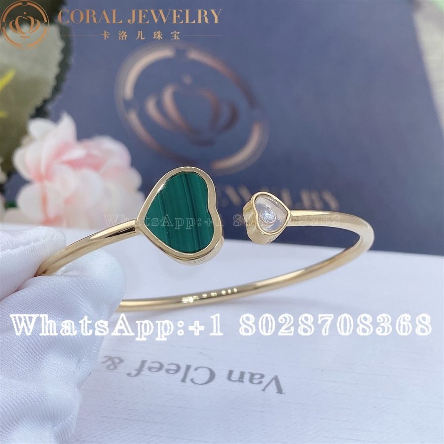 Chopard Happy Hearts Rose Gold Malachite Diamond Bangle 857482 5105 Coral (4)