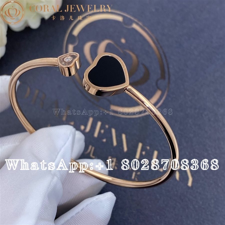 Chopard Happy Hearts Rose Gold Onyx Diamond Bangle 857482 5202 Coral (1)