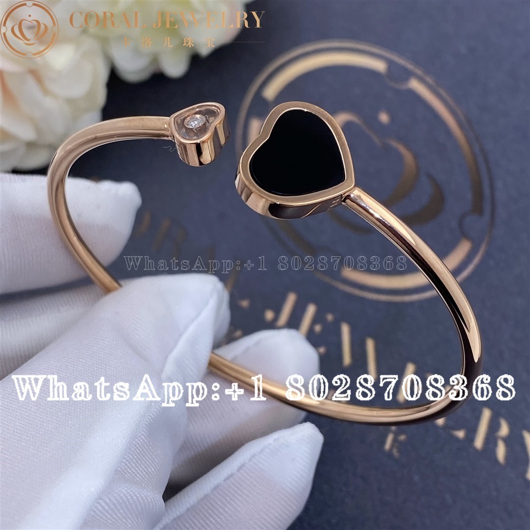 Chopard Happy Hearts Rose Gold Onyx Diamond Bangle 857482 5202 Coral (3)