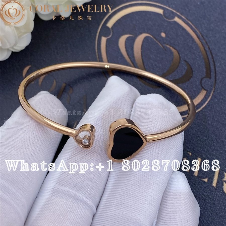 Chopard Happy Hearts Rose Gold Onyx Diamond Bangle 857482 5202 Coral (4)