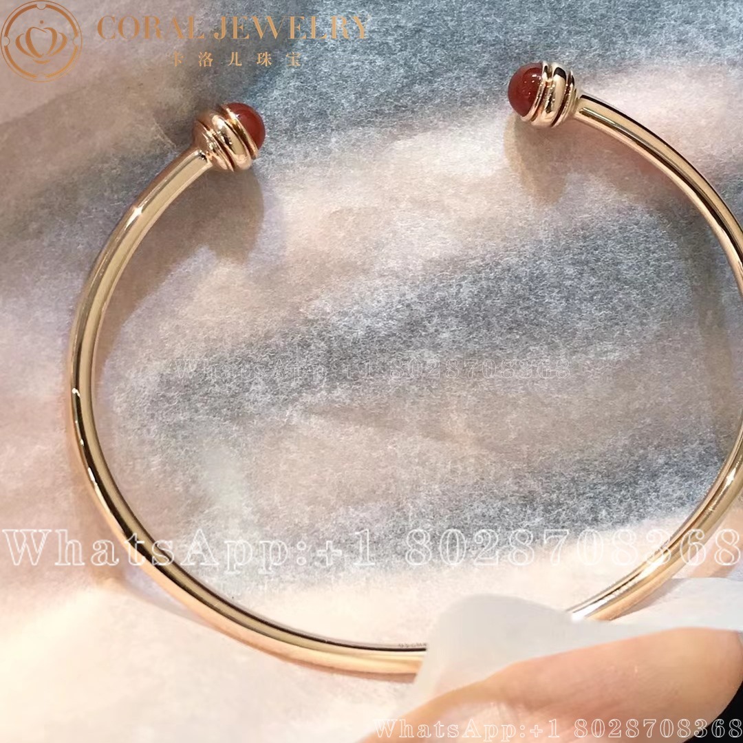 Piaget Possession Open Bangle Bracelet Rose Gold Carnelian Coral (3)