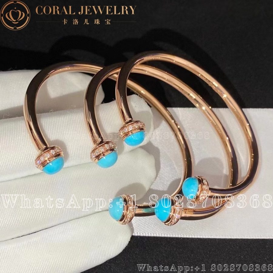 Piaget Possession Open Bangle Bracelet Rose Gold Turquoise Diamond G36pa200 Coral (3)