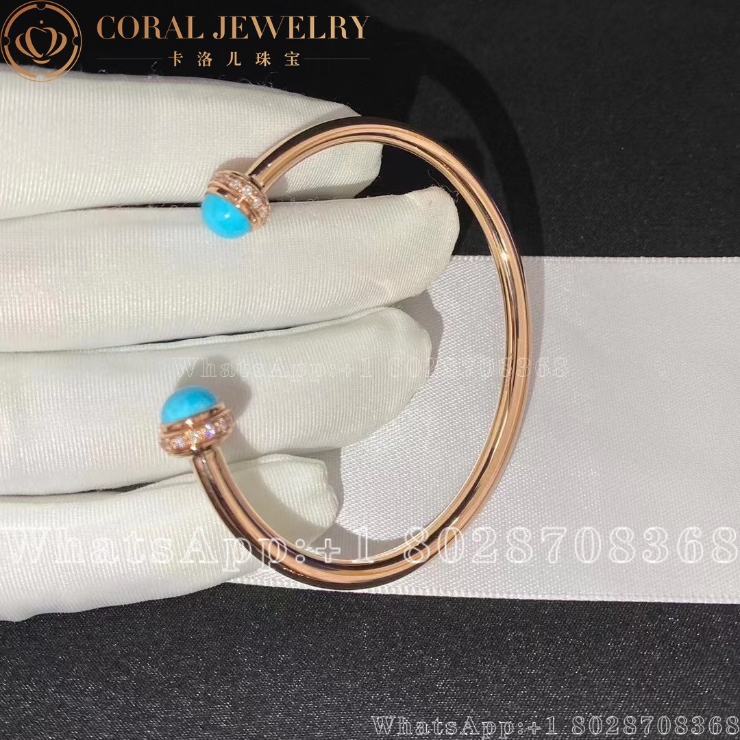 Piaget Possession Open Bangle Bracelet Rose Gold Turquoise Diamond G36pa200 Coral (4)