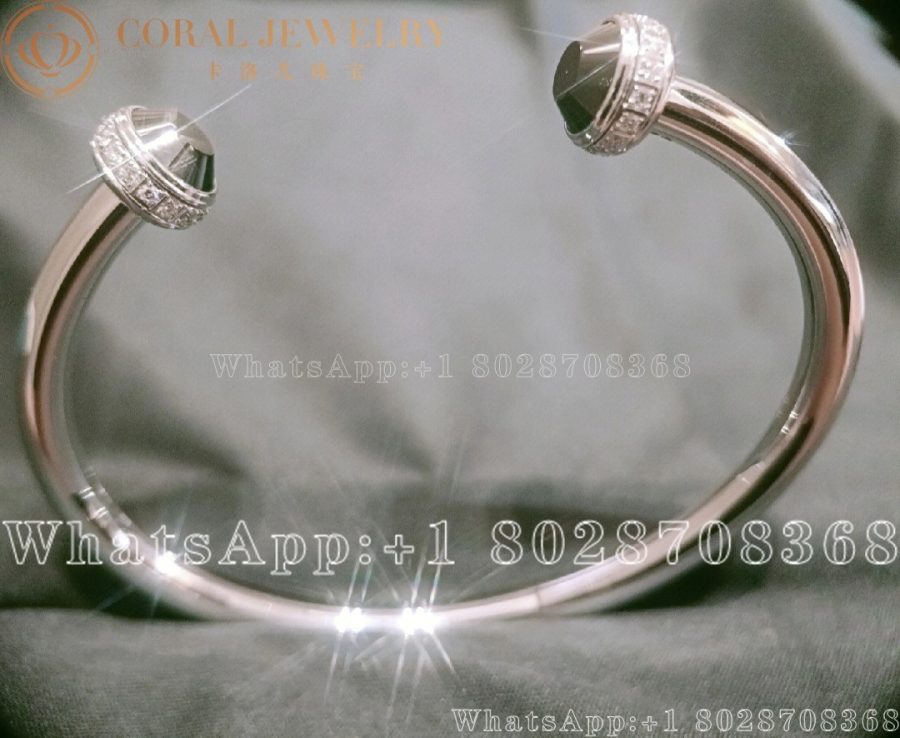 Piaget Possession White Gold Ceramic Diamond Open Bangle Bracelet G36pg300