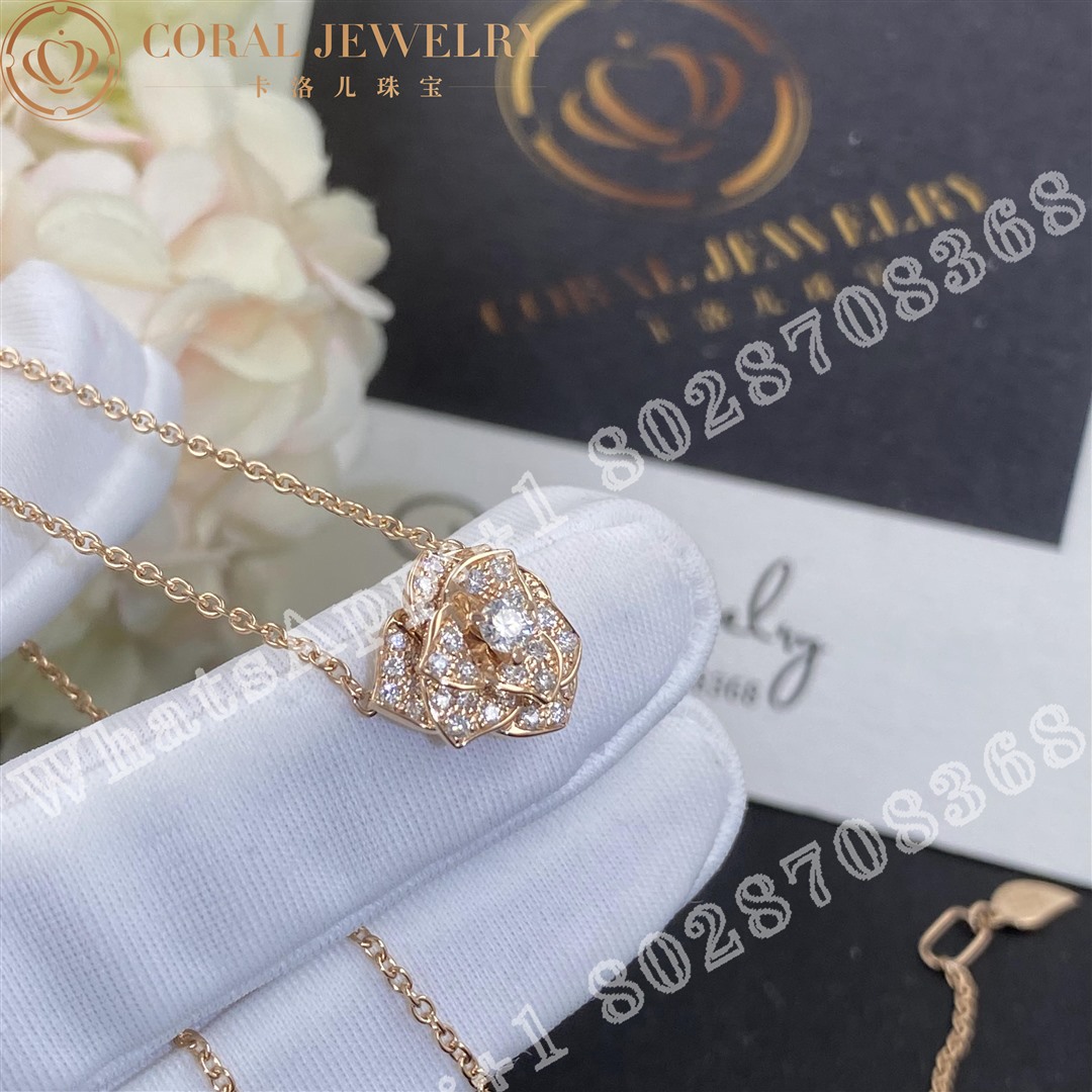 Piaget Rose Rose Gold Diamond Pendant Coral (9)