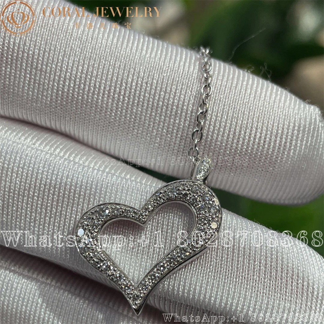 Piaget Diamond Heart Necklace In 18k White Gold 0 24 Ct Coral (4)