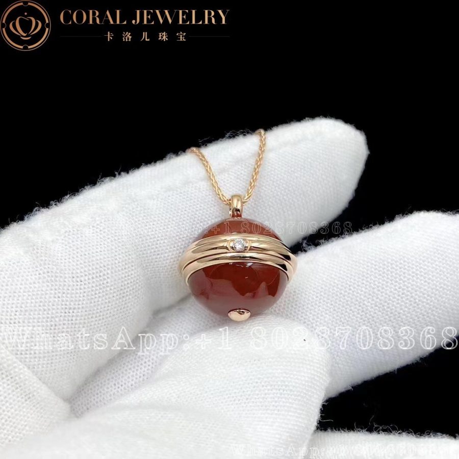 Piaget Possession Pendant Rose Gold Carnelian Diamond Pendant G33pa500 Coral (10)