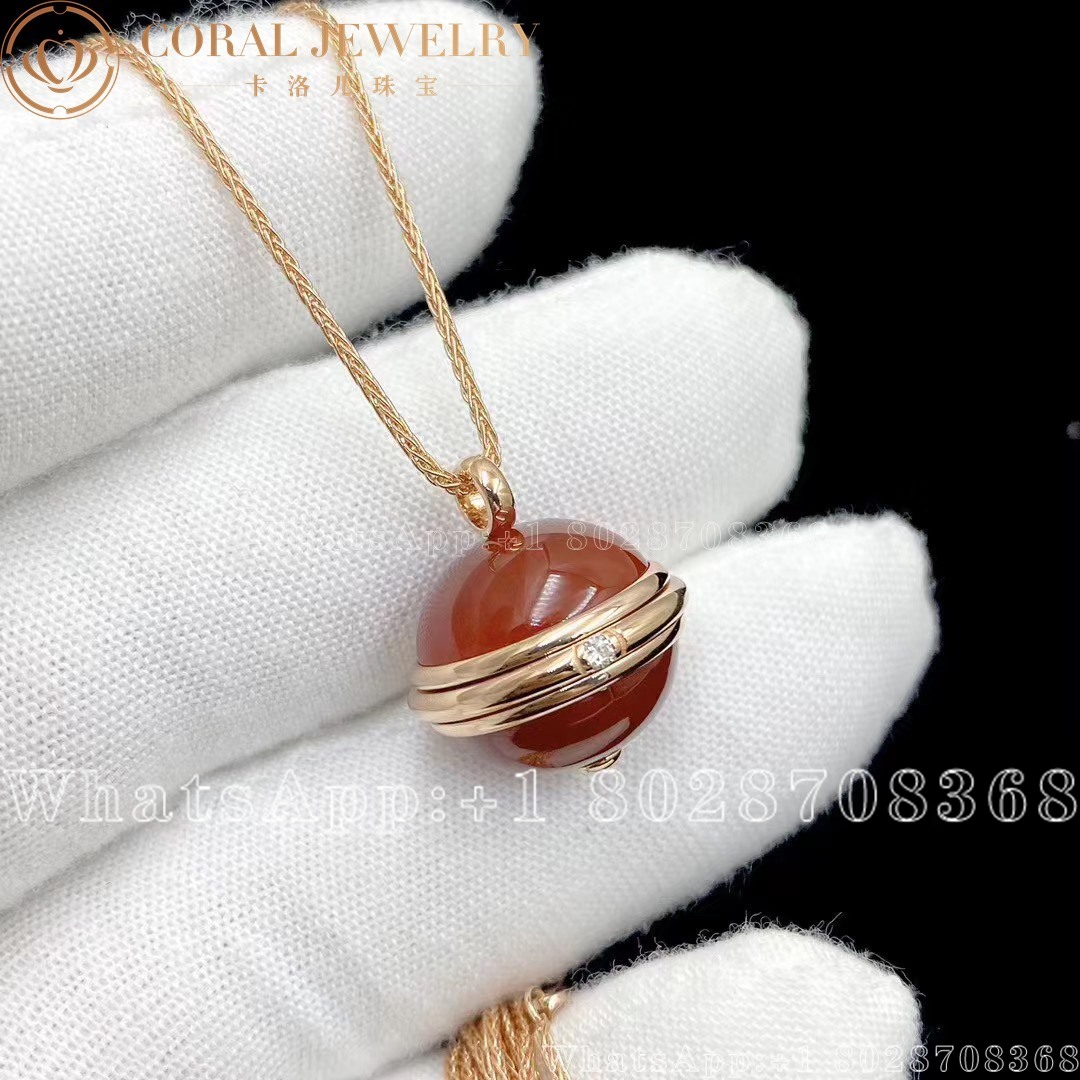 Piaget Possession Pendant Rose Gold Carnelian Diamond Pendant G33pa500 Coral (7)