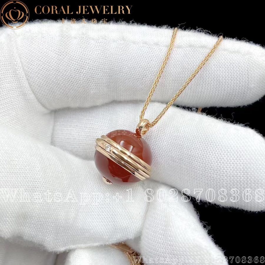 Piaget Possession Pendant Rose Gold Carnelian Diamond Pendant G33pa500 Coral (8)