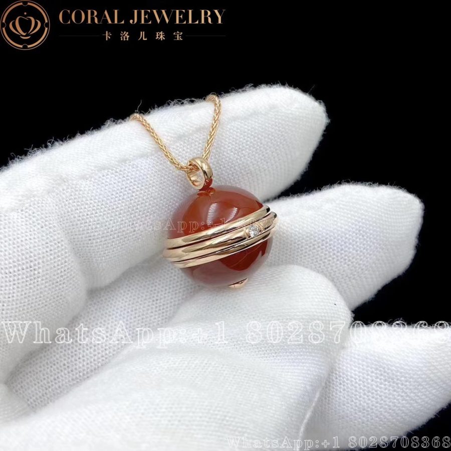 Piaget Possession Pendant Rose Gold Carnelian Diamond Pendant G33pa500 Coral (9)