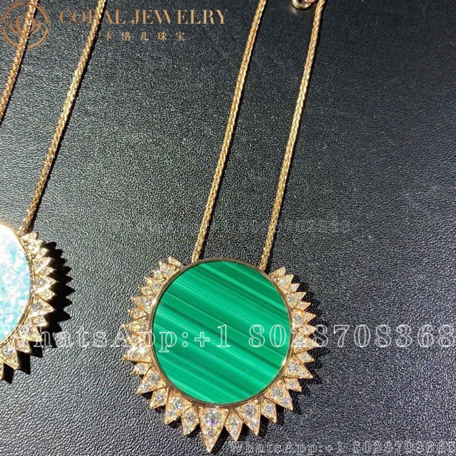 Piaget Sunlight Pendant Rose Gold Malachite Diamond Pendant G33l2g00 Coral (16)