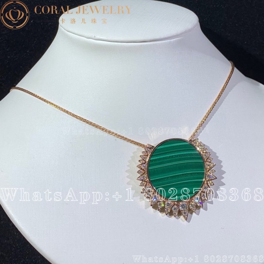 Piaget Sunlight Pendant Rose Gold Malachite Diamond Pendant G33l2g00 Coral (2)