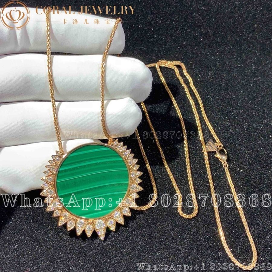 Piaget Sunlight Pendant Rose Gold Malachite Diamond Pendant G33l2g00 Coral (3)