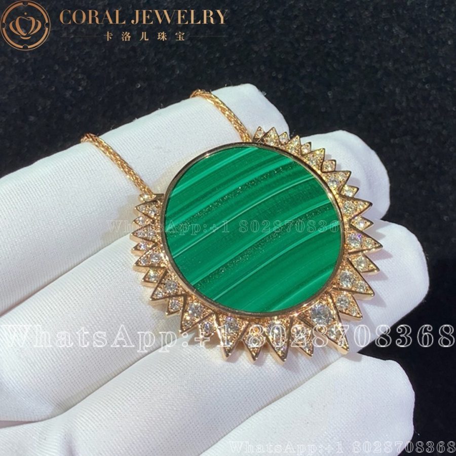 Piaget Sunlight Pendant Rose Gold Malachite Diamond Pendant G33l2g00 Coral (5)