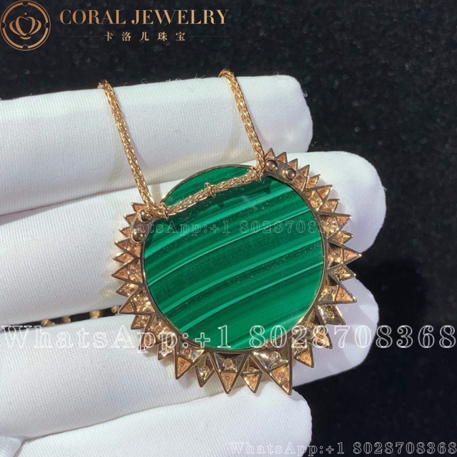 Piaget Sunlight Pendant Rose Gold Malachite Diamond Pendant G33l2g00 Coral (6)