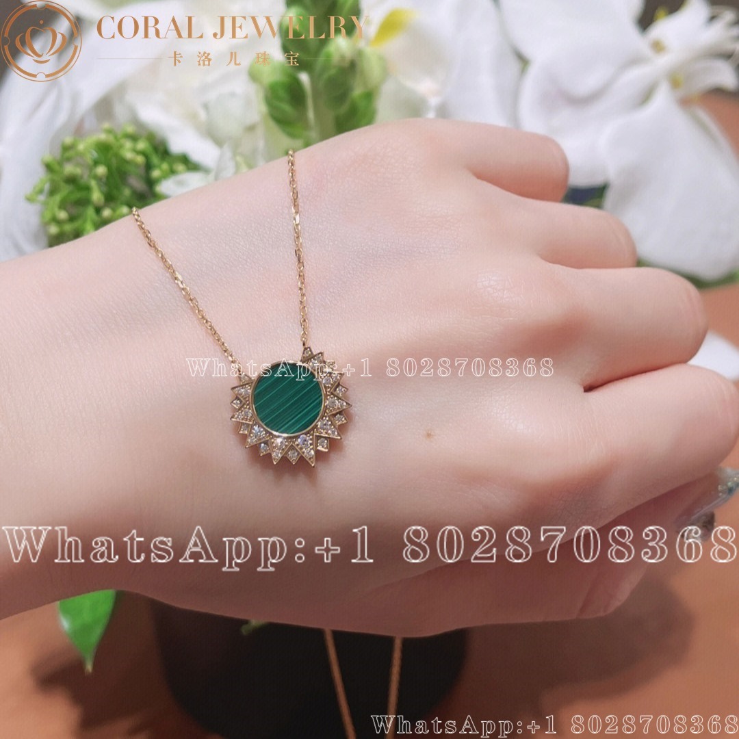 Piaget Sunlight Pendant Rose Gold Malachite Diamond Pendant G33r1400 Coral (1)