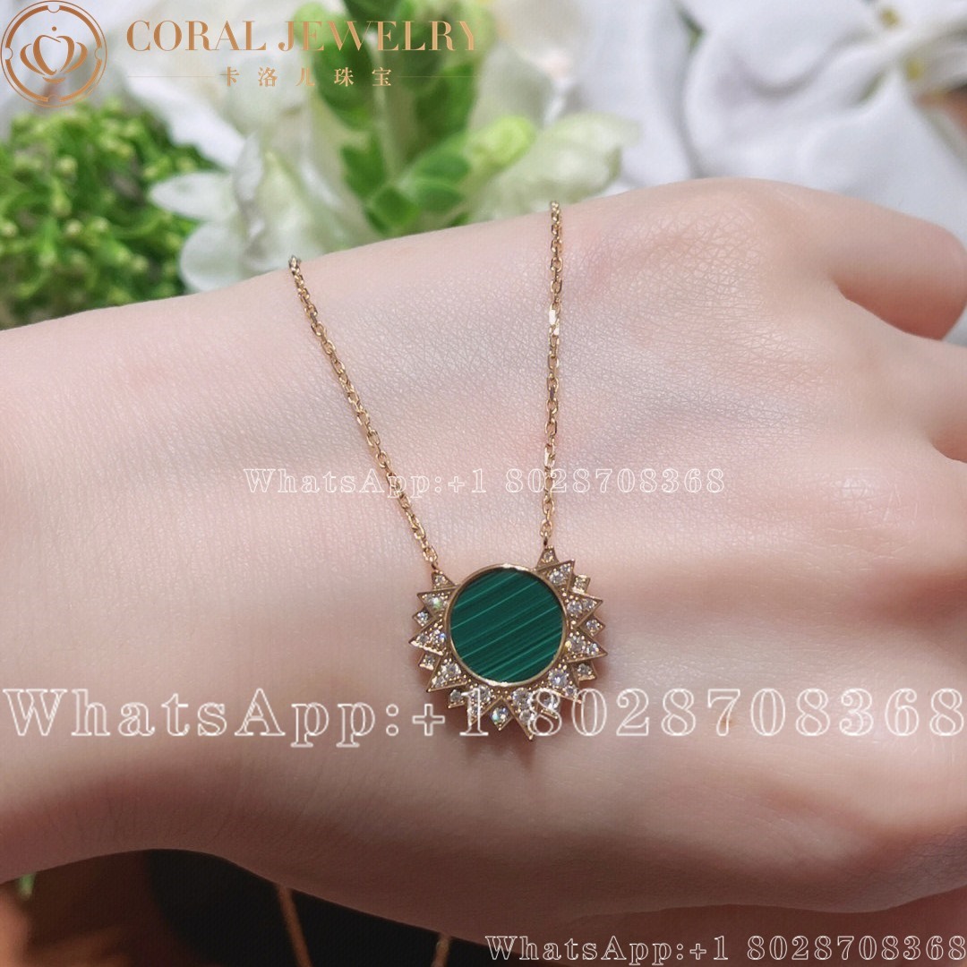 Piaget Sunlight Pendant Rose Gold Malachite Diamond Pendant G33r1400 Coral (2)