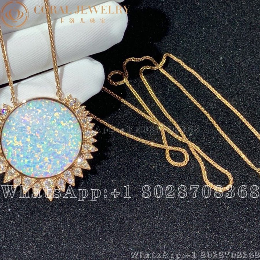 Piaget Sunlight Pendant Rose Gold White Opal Diamond Pendant G33l1g00 Coral (2)