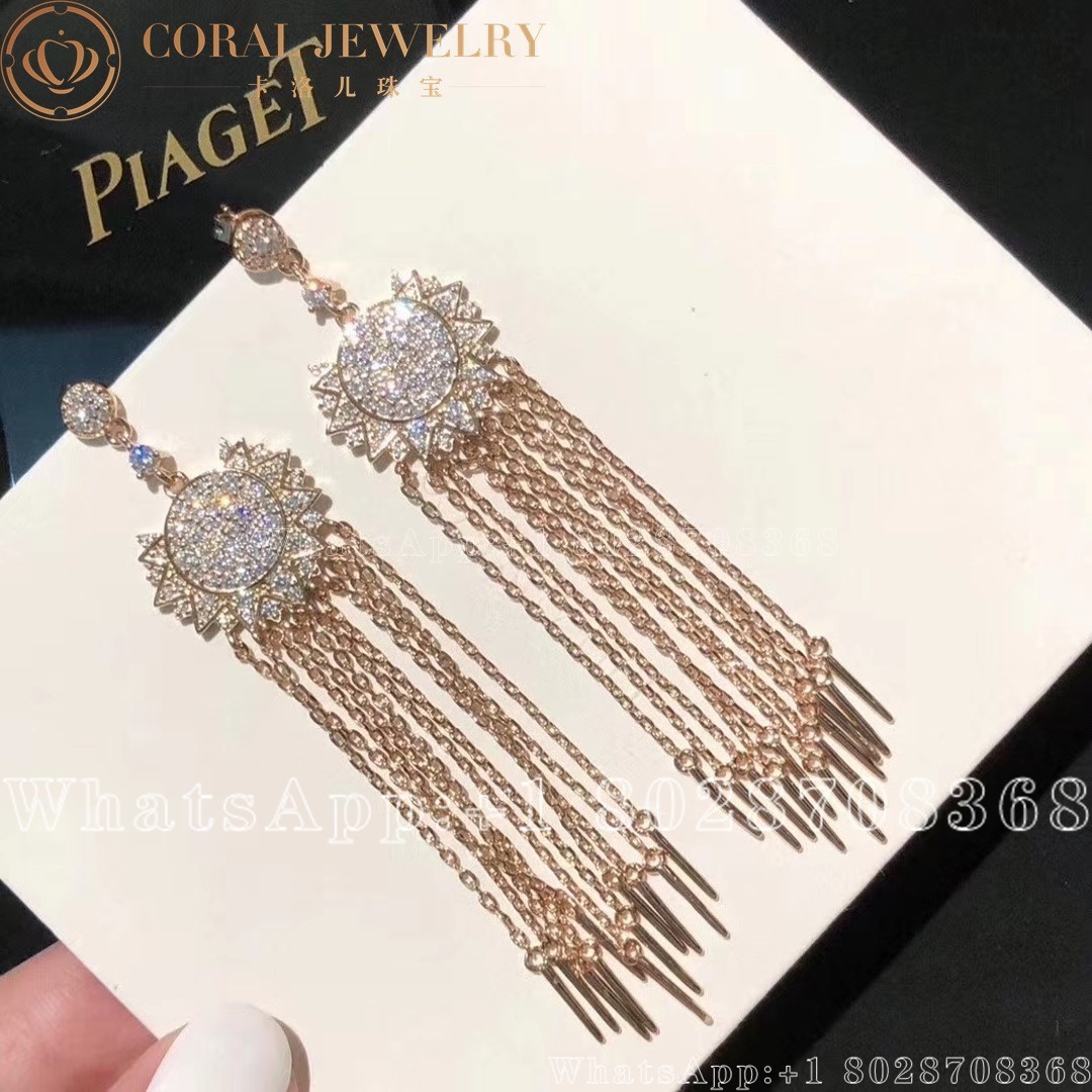 Piaget Sunlight Rose Gold Diamond Chain Earrings G38l9c00 Coral (6)