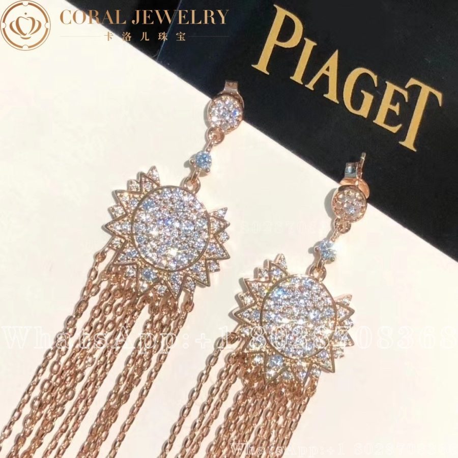 Piaget Sunlight Rose Gold Diamond Chain Earrings G38l9c00 Coral (7)