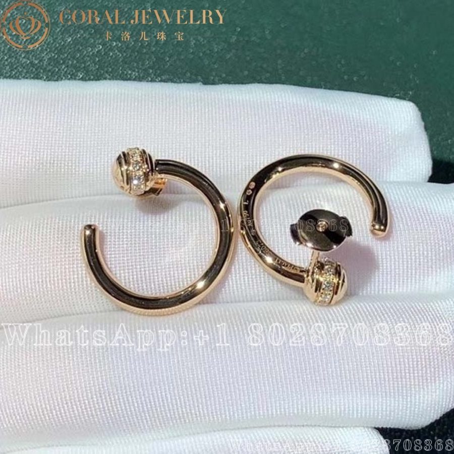 Piaget Rose Gold Diamond Open Hoop Earrings G38pv700 Coral (6)