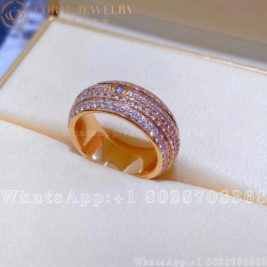 Piaget Possession Medium Model Rose Gold Diamond Ring G34p1b00 Coral (12)