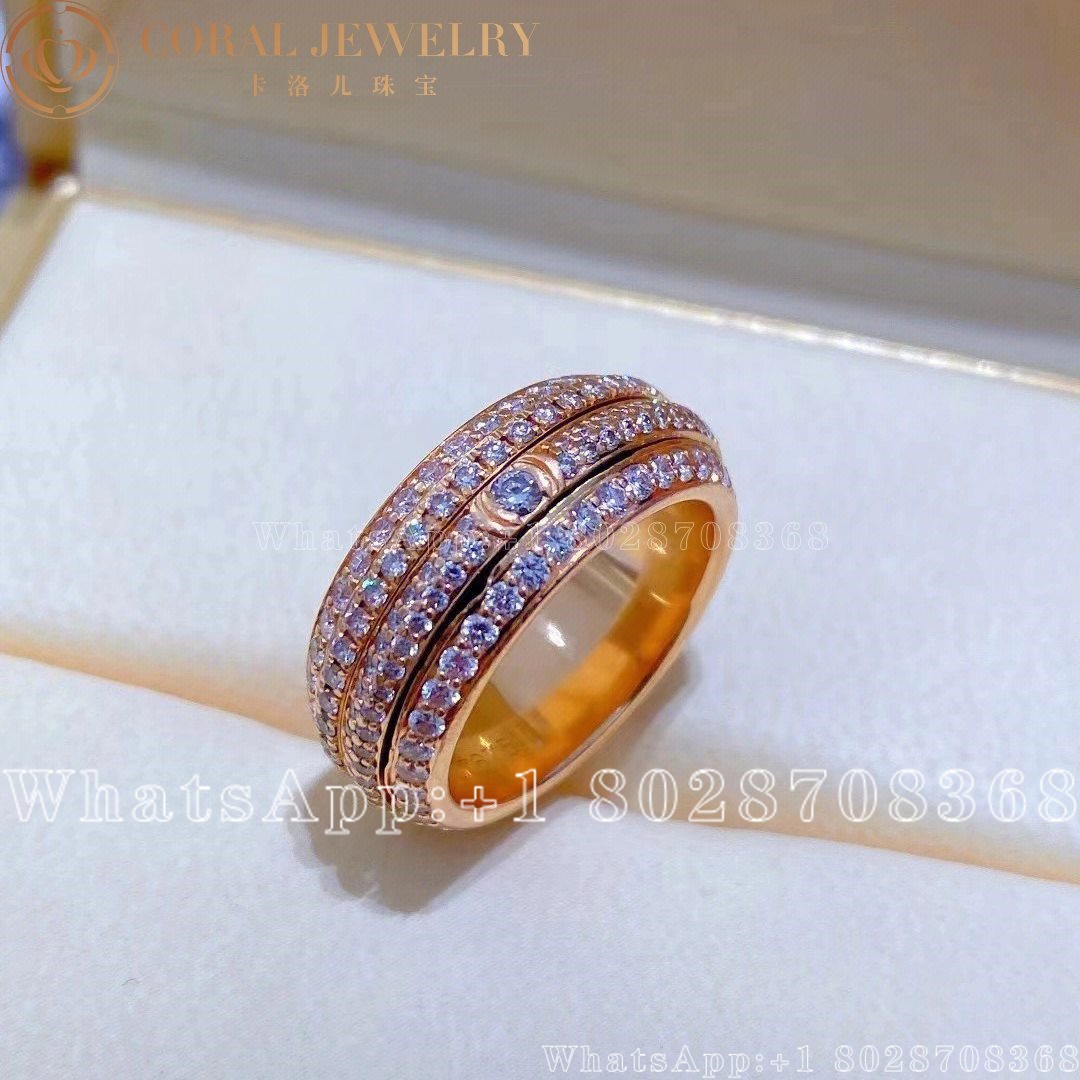 Piaget Possession Medium Model Rose Gold Diamond Ring G34p1b00 Coral (14)