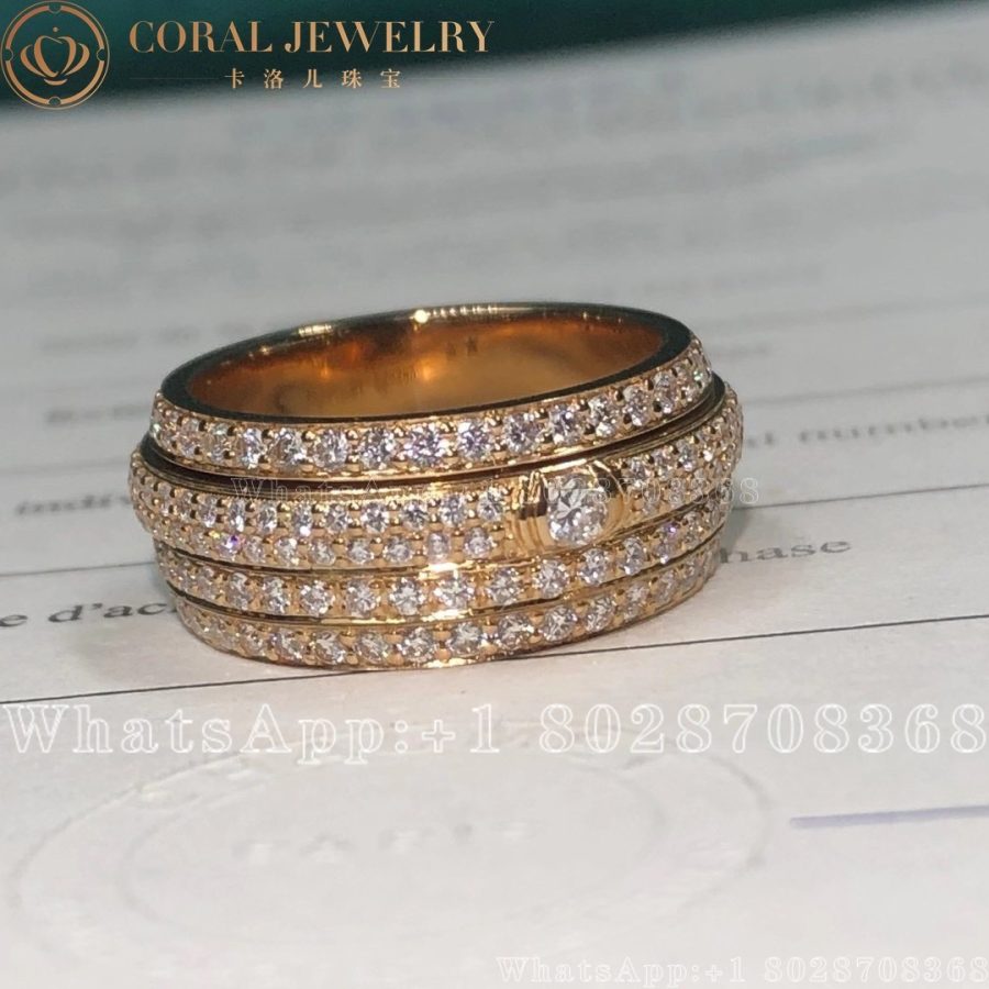 Piaget Possession Medium Model Rose Gold Diamond Ring G34p1b00 Coral (8)