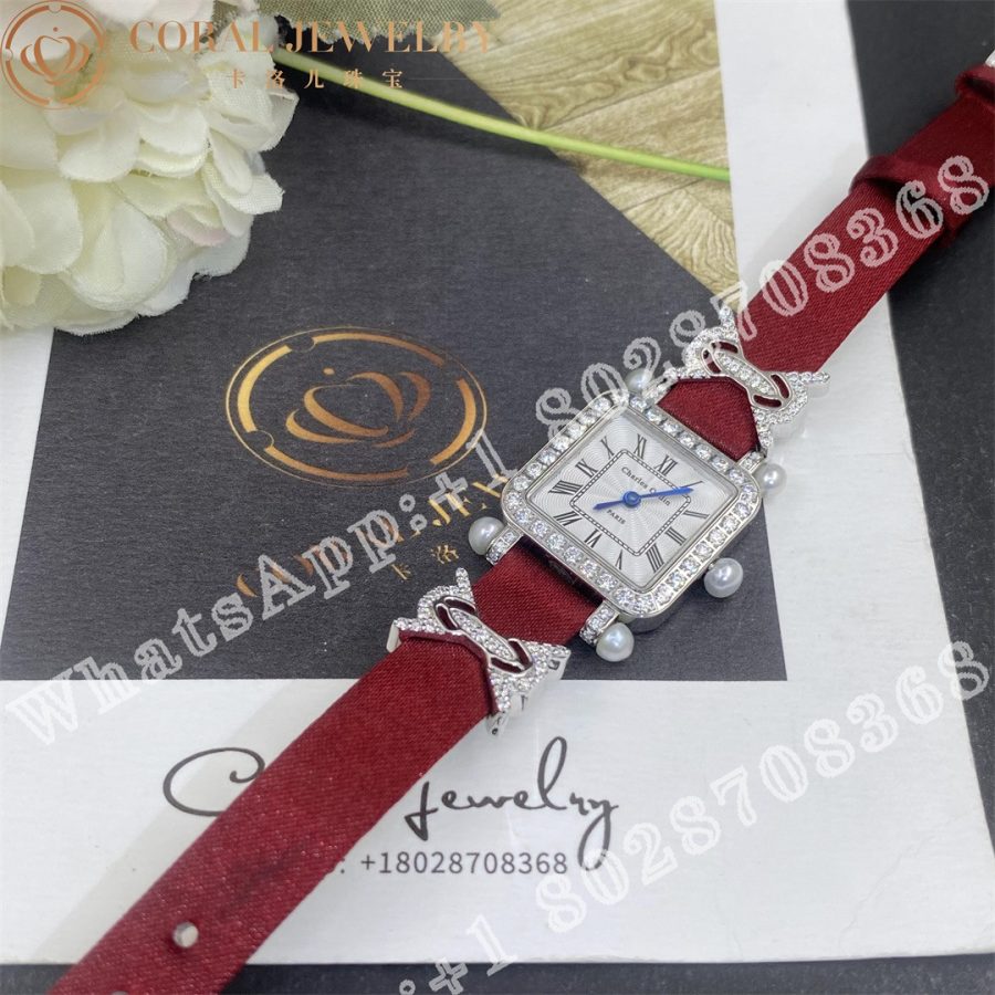 Charles Oudin Pansy Retro Quartz 20mm Silk Diamond Watch With Elements Roman Style Coral (8)