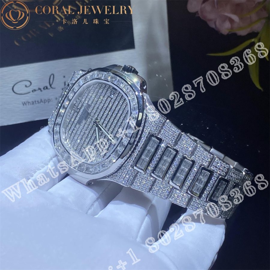 Patek Philippe Nautilus Diamond Watch 5719 10g Coral (5)