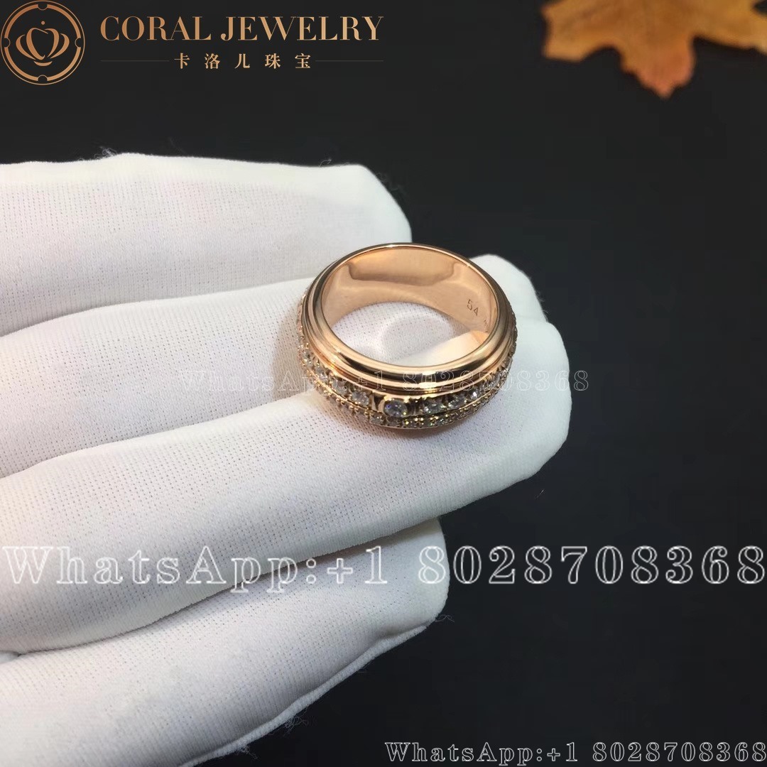 Piaget Possession Medium Model Rose Gold Diamond Ring G34p1d00 Coral (10)