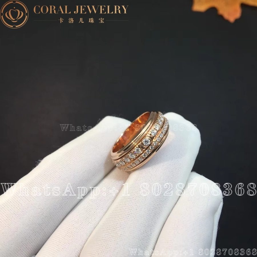 Piaget Possession Medium Model Rose Gold Diamond Ring G34p1d00 Coral (9)