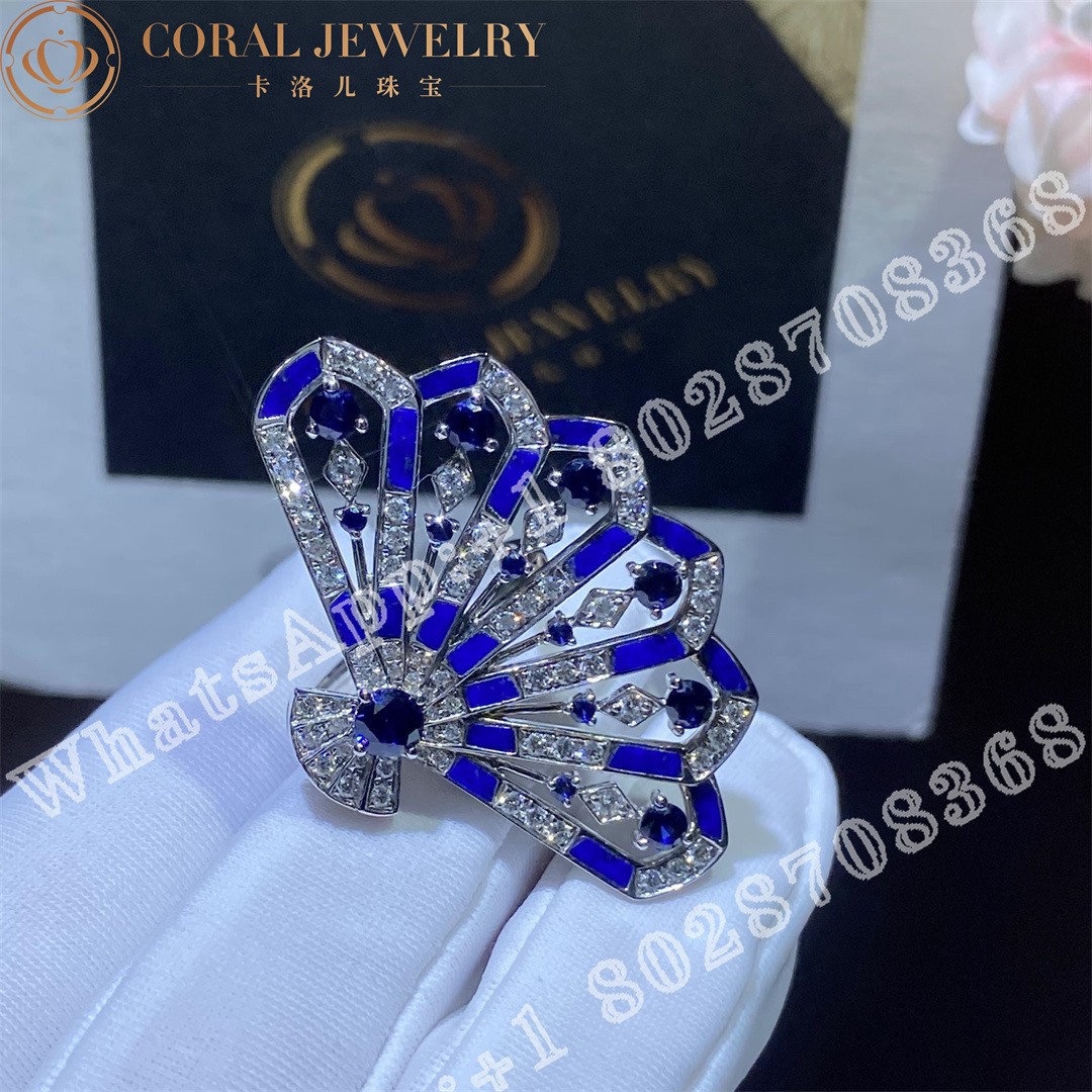 Garrard Fanfare Symphony Diamond And Sapphire Ring In 18ct White Gold With Lapis Lazuli Coral (1)