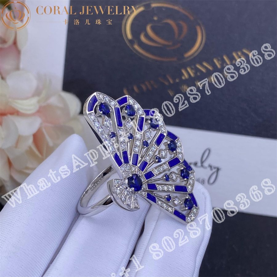 Garrard Fanfare Symphony Diamond And Sapphire Ring In 18ct White Gold With Lapis Lazuli Coral (4)