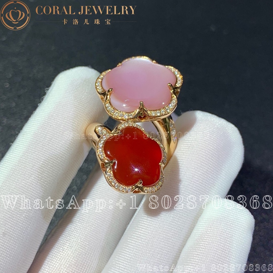 Pasquale Bruni Bon Ton Dolce Vita Contrarie Ring In 18k Rose Gold With Quartz And Pink Mother Of Pearl Coral (3)