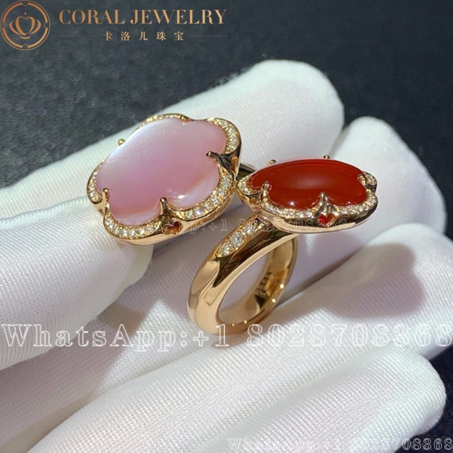 Pasquale Bruni Bon Ton Dolce Vita Contrarie Ring In 18k Rose Gold With Quartz And Pink Mother Of Pearl Coral (9)