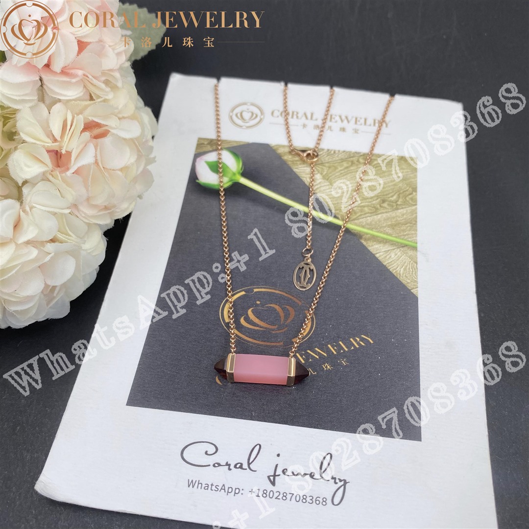 Cartier Les Berlingots De Cartier Necklace Medium Model Rose Gold Pink Chalcedony Garnet B7224768 Coral (1)