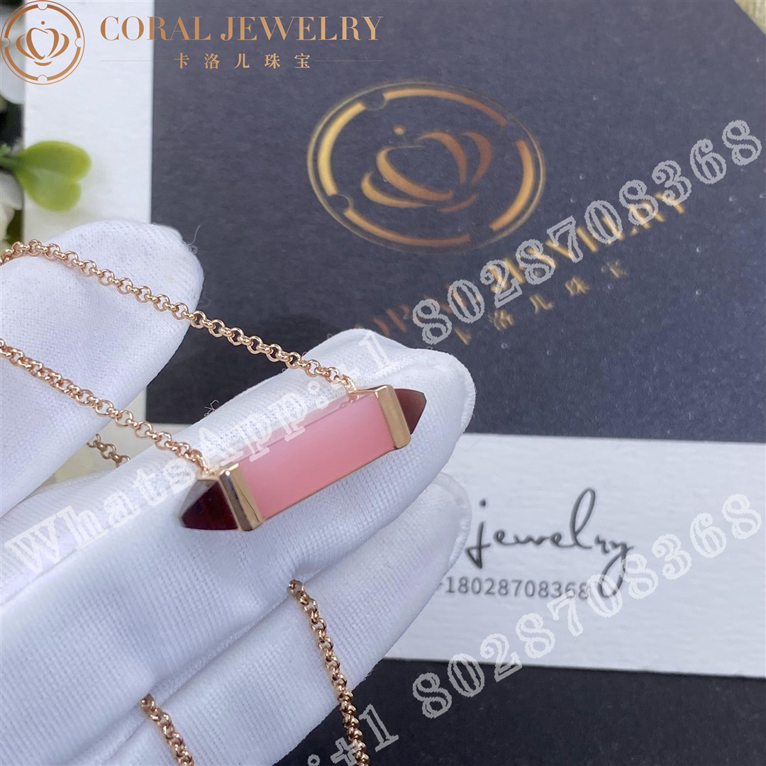 Cartier Les Berlingots De Cartier Necklace Medium Model Rose Gold Pink Chalcedony Garnet B7224768 Coral (4)