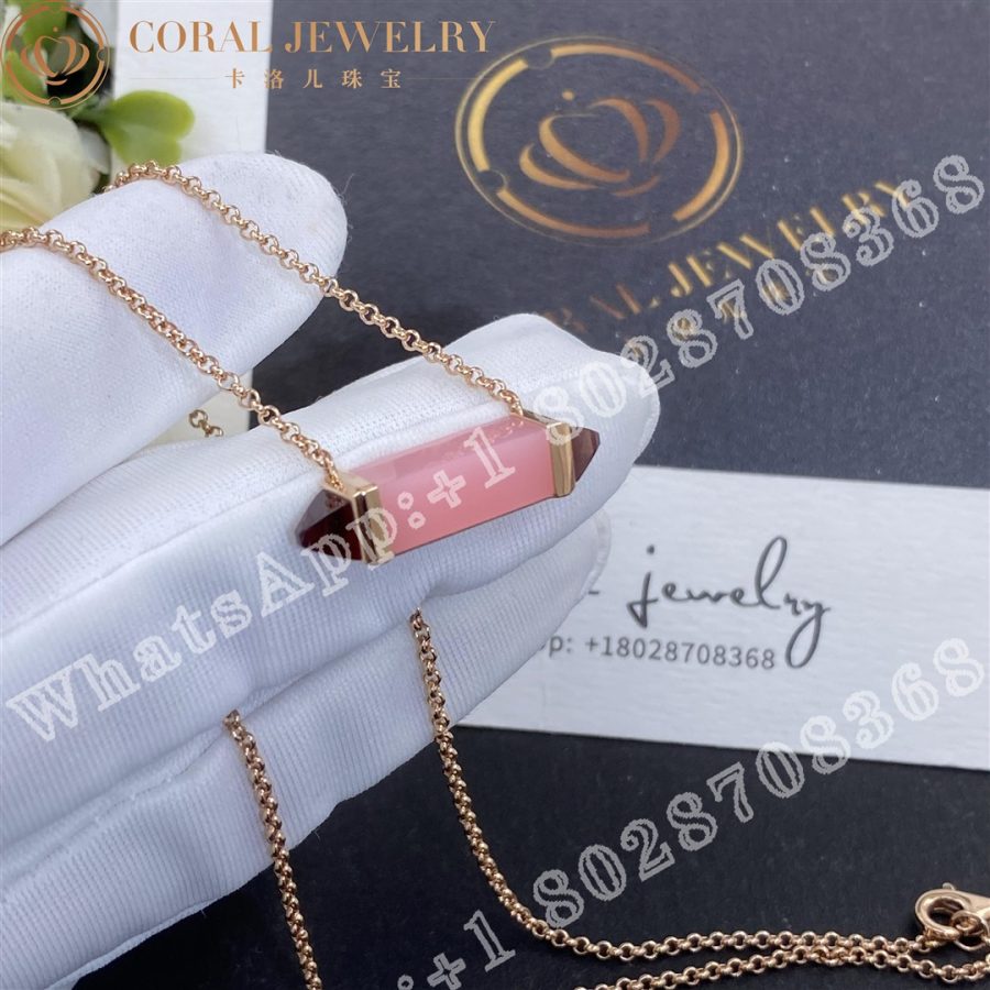 Cartier Les Berlingots De Cartier Necklace Medium Model Rose Gold Pink Chalcedony Garnet B7224768 Coral (6)