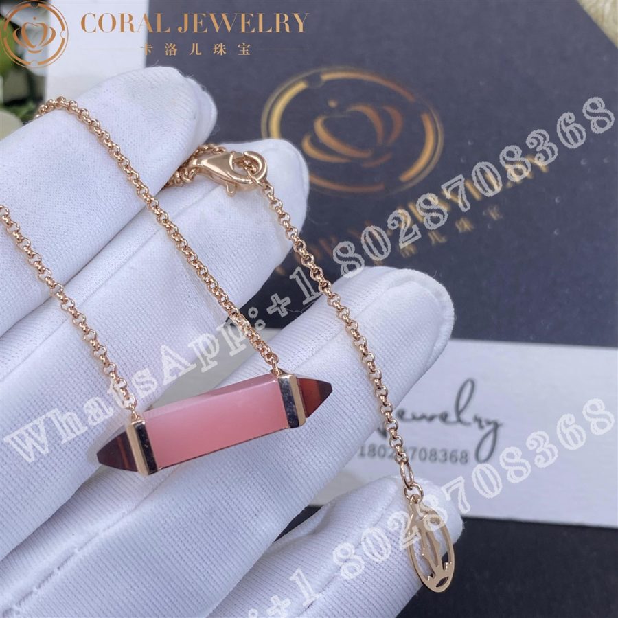 Cartier Les Berlingots De Cartier Necklace Medium Model Rose Gold Pink Chalcedony Garnet B7224768 Coral (9)