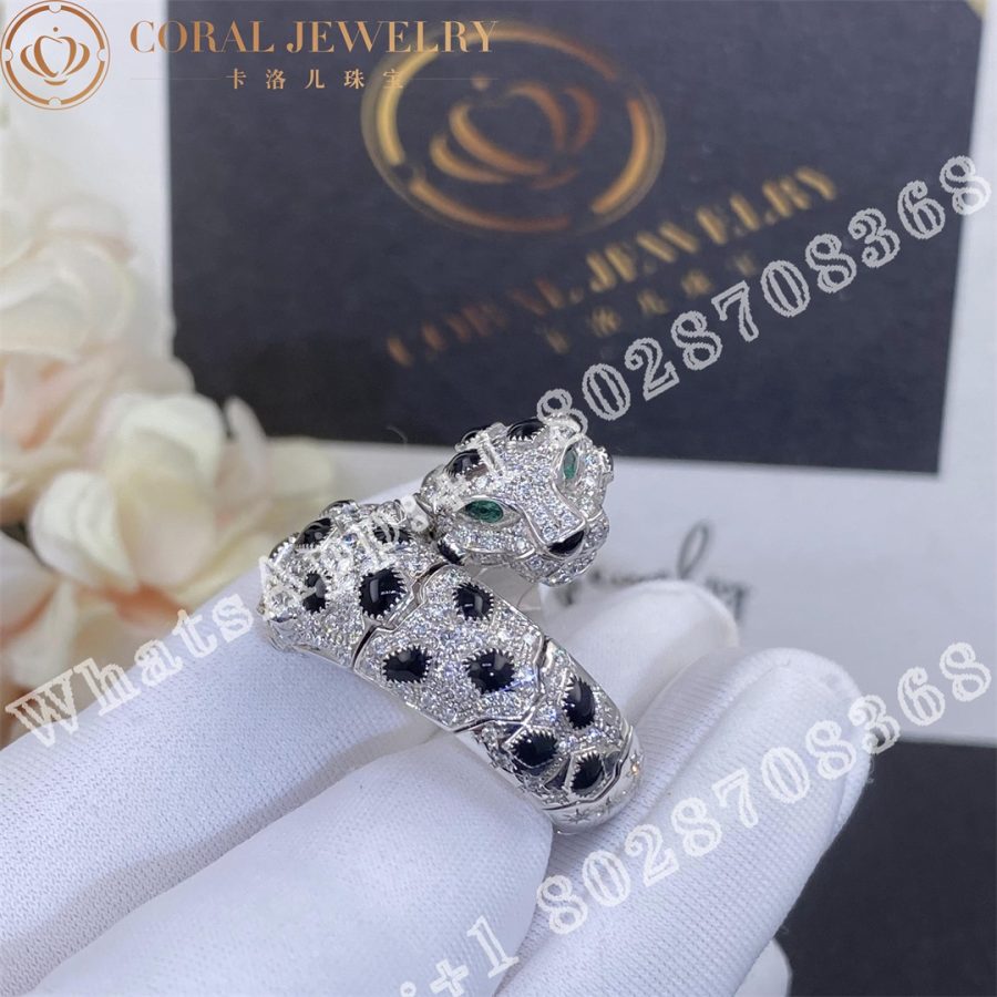 Cartier Panthere De Cartier Ring White Gold Emeralds Onyx Diamonds N4781000 Coral (16)