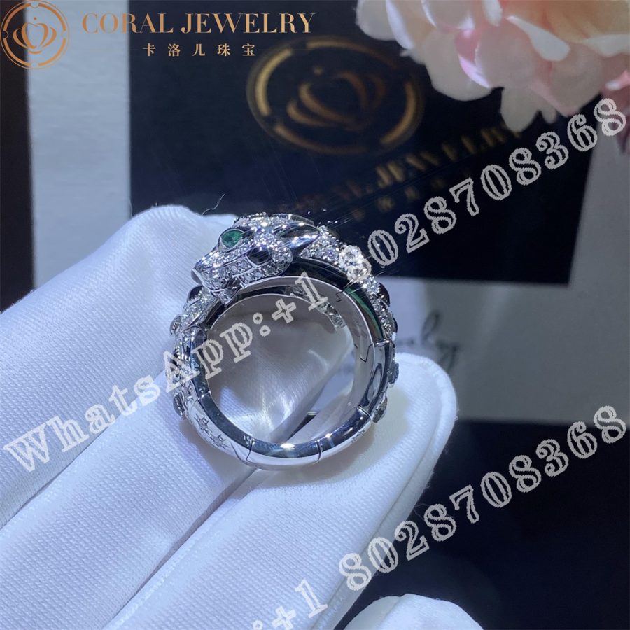 Cartier Panthere De Cartier Ring White Gold Emeralds Onyx Diamonds N4781000 Coral (5)